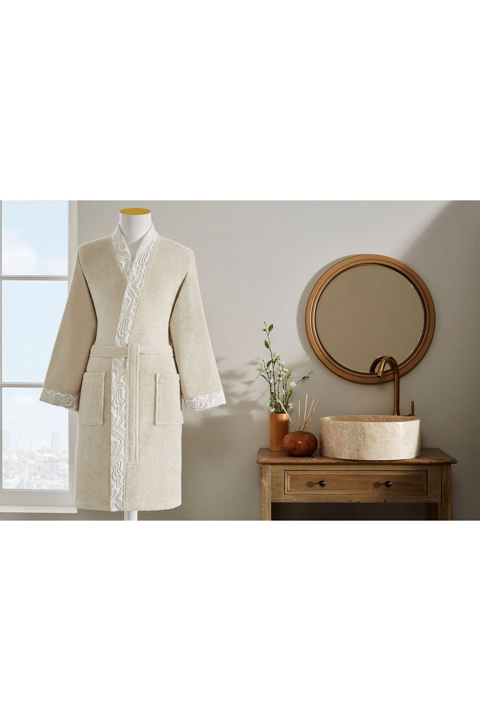Ozdilek Ondes Embroidered Kimono Bathrobe - MALLTURK
