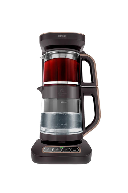 Karaca Tea Lover Robotea Pro Connect 4 in 1 Talking Glass Tea Maker Walnut Brown - MALLTURK