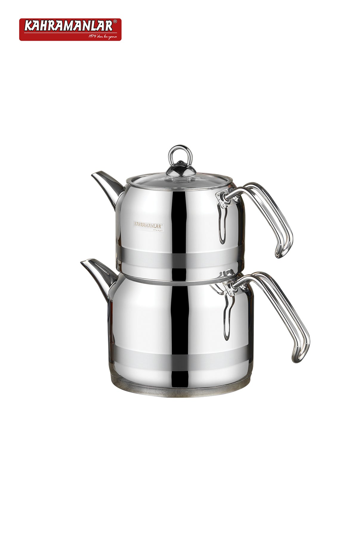 Kahramanlar Milano Mega Size Platinum Teapot Set - MALLTURK
