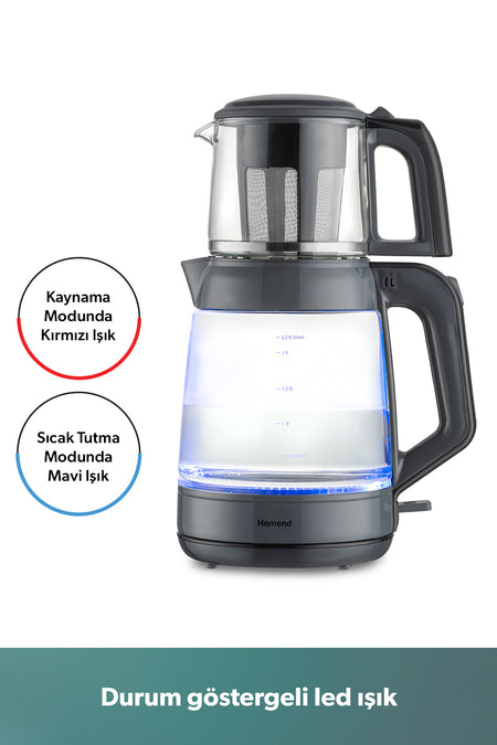 HOMEND infinity XL 1764H Glass Tea Maker Anthracite Black - MALLTURK