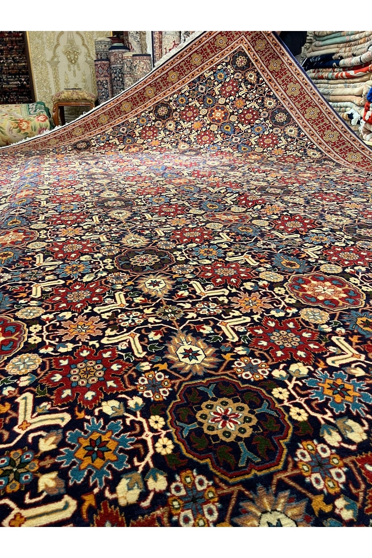 RD RAMAZAN DAG Hand Rug Art Hand-Woven Sumerbank Hereke Rug Signed Kafkas Design Premium Quality Size 417x300 - MALLTURK