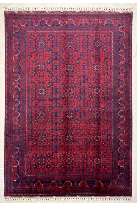 Afghan Rug Hand-Woven 6 Meter 100% Wool Natural Dye Handicraft ile Harika Yildiz Pattern