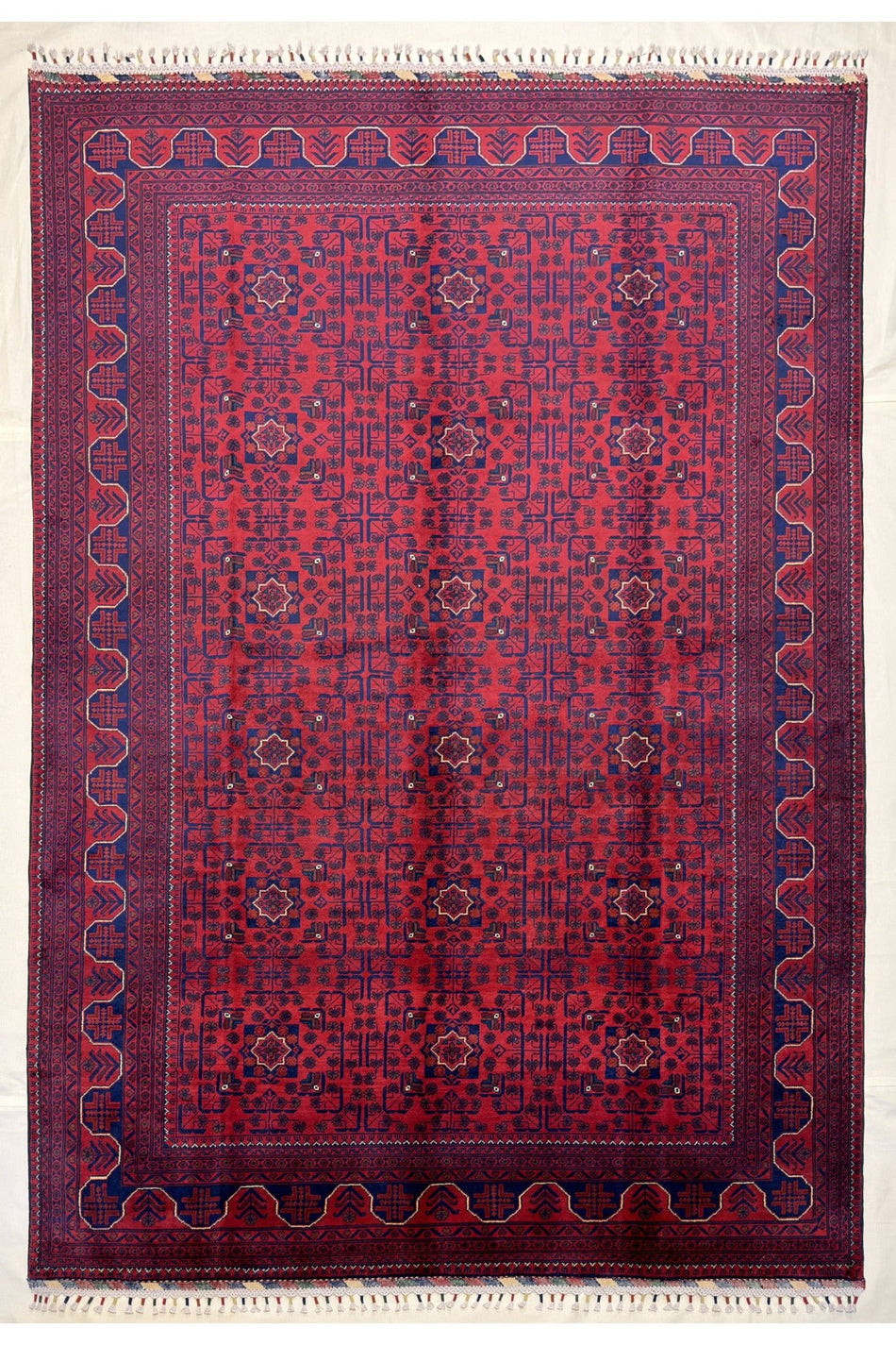 Afghan Rug Hand-Woven 6 Meter 100% Wool Natural Dye Handicraft ile Harika Yildiz Pattern - MALLTURK