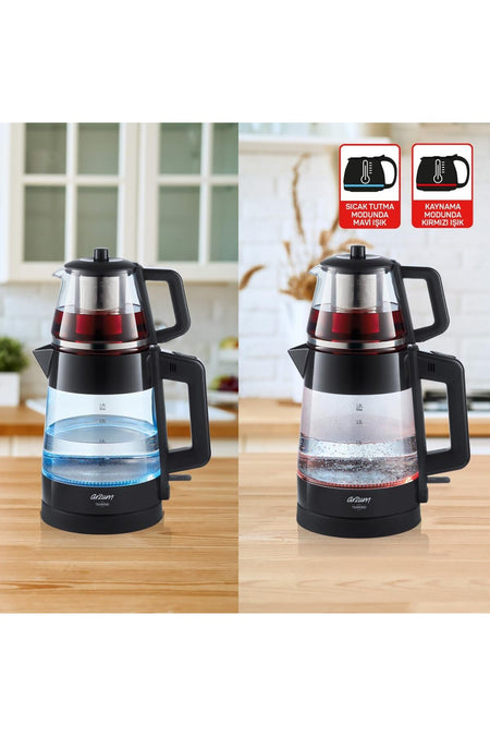 Arzum Teamond Glass Tea Maker - Black, 4-Year Warranty - MALLTURK