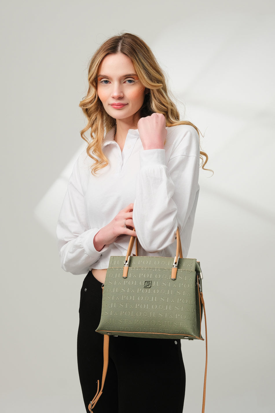 Just Polo Women's Shoulder and Handbag JPM4045 Cream Tan