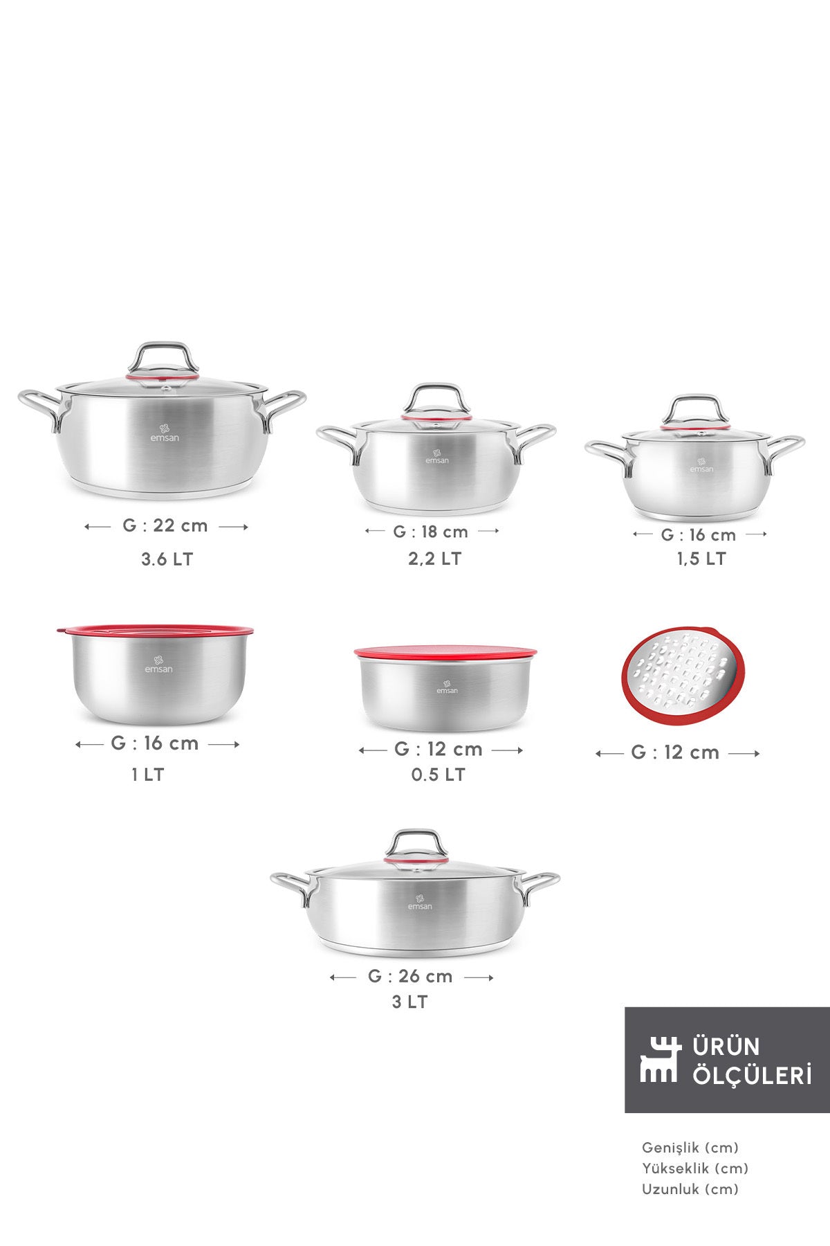 Emsan Emirgan XL 13 Piece Cookware Set Saklama Kabi Hediyeli - MALLTURK