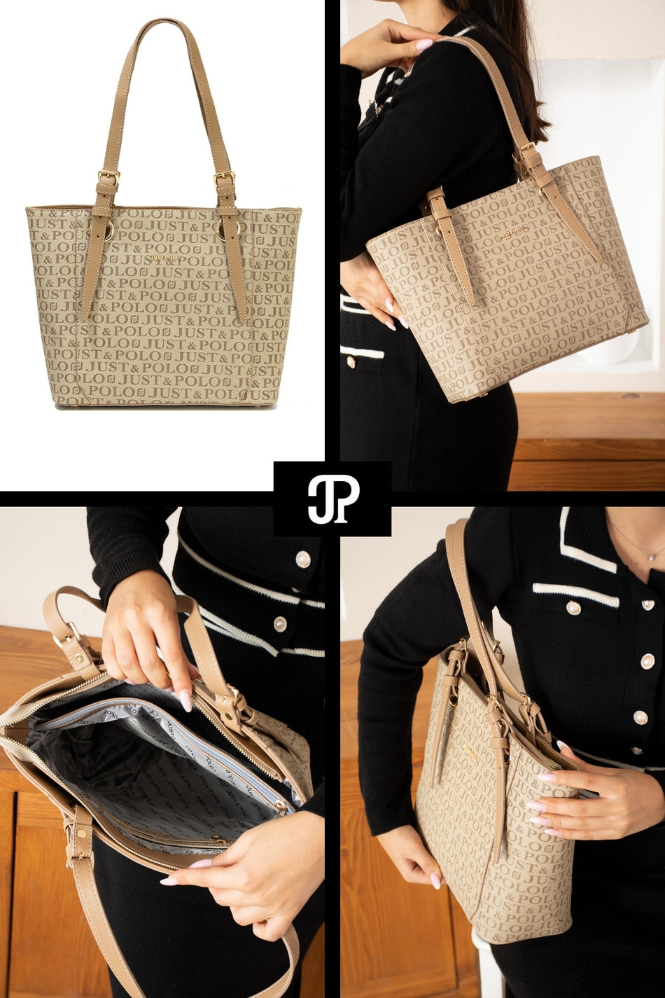 Just Polo Original Women's New Season 4-Compartment Luxury Soft Leather Brown Adjustable Stylish Shoulder Bag - MALLTURK