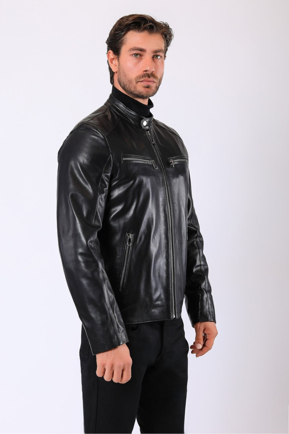 Leather Club zwarte jas van echt leer