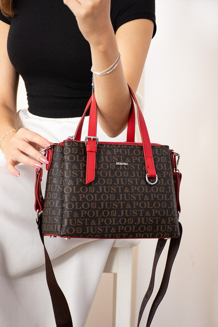 Just Polo Women's Hand and Shoulder Bag, Brown, New Season, SIZE: Height 18 cm, Width 25 cm - MALLTURK