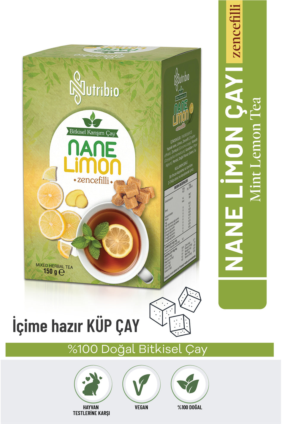Nutribio Pfefferminz-Zitronentee 150 g – Würfel