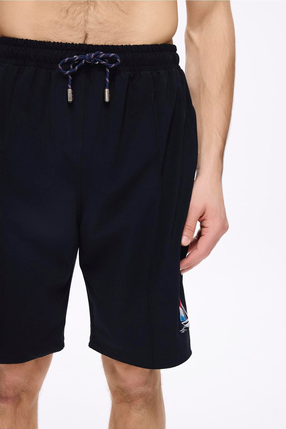 Hasema Sailing Embroidered Navy Blue Men's Short Pool and Swim Shorts 5064