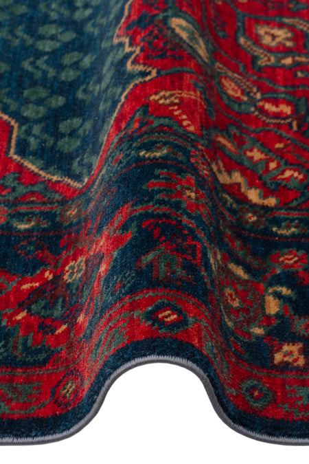 Cool Rug Mardin Navy Red Cok Multicolor Classic 4 Mevsim New Zealand Wool Soft Hand-Woven Living Room Rug