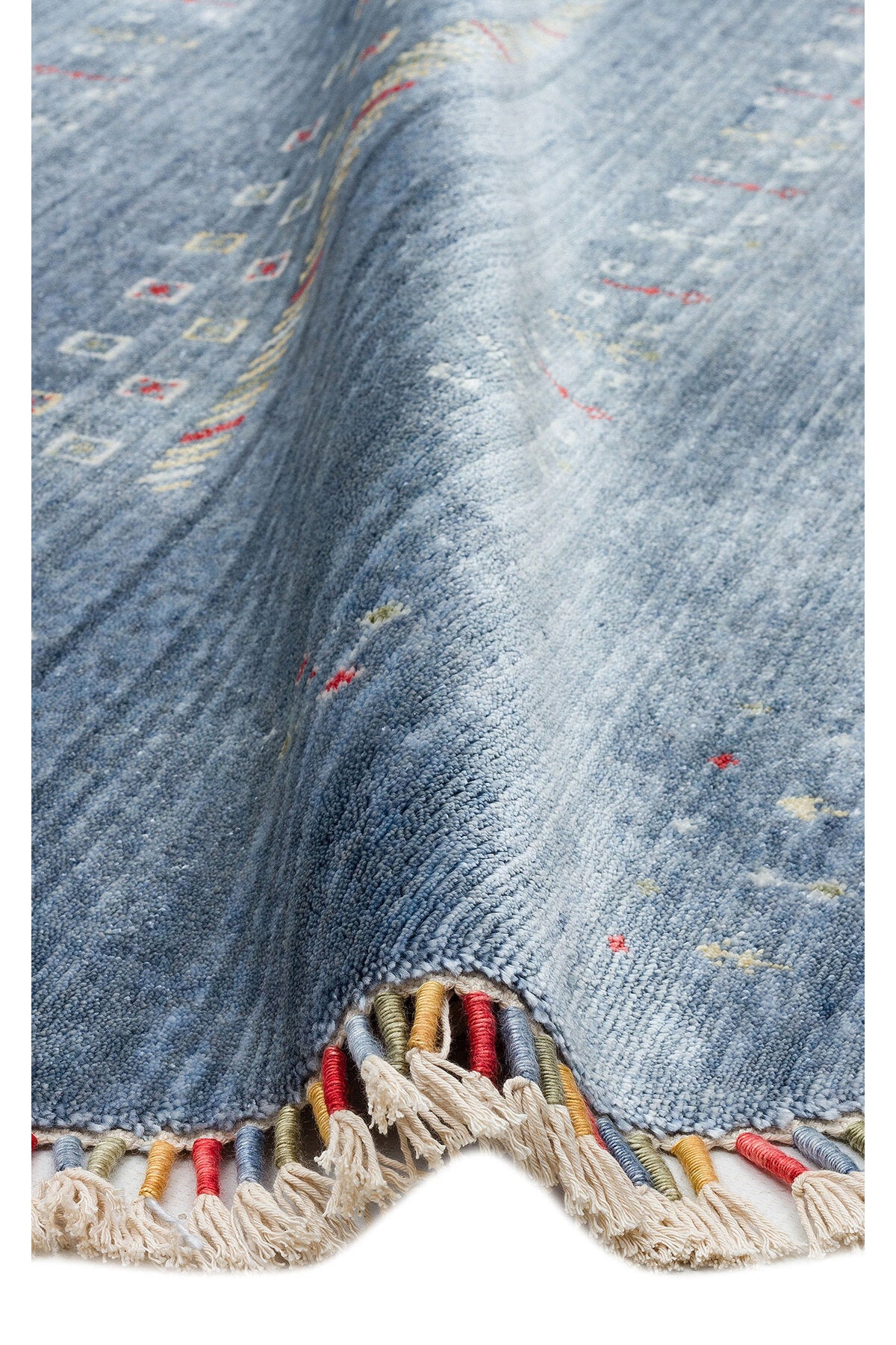 Eko Hali ZARA ZR 06 Blue Round, a special loom carpet shaped by the intensive hand labor of women from Usak. - MALLTURK