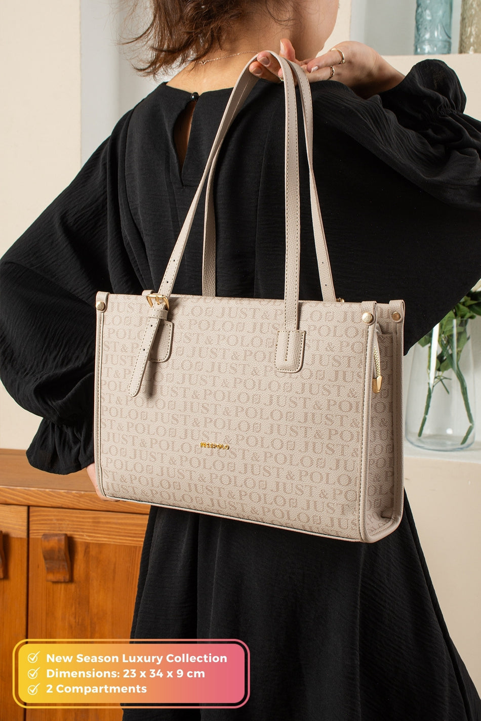 Just Polo Original Women's New Season Luxury Soft Leather Zippered Trendy & Stylish Large Handbag and Shoulder Bag - MALLTURK