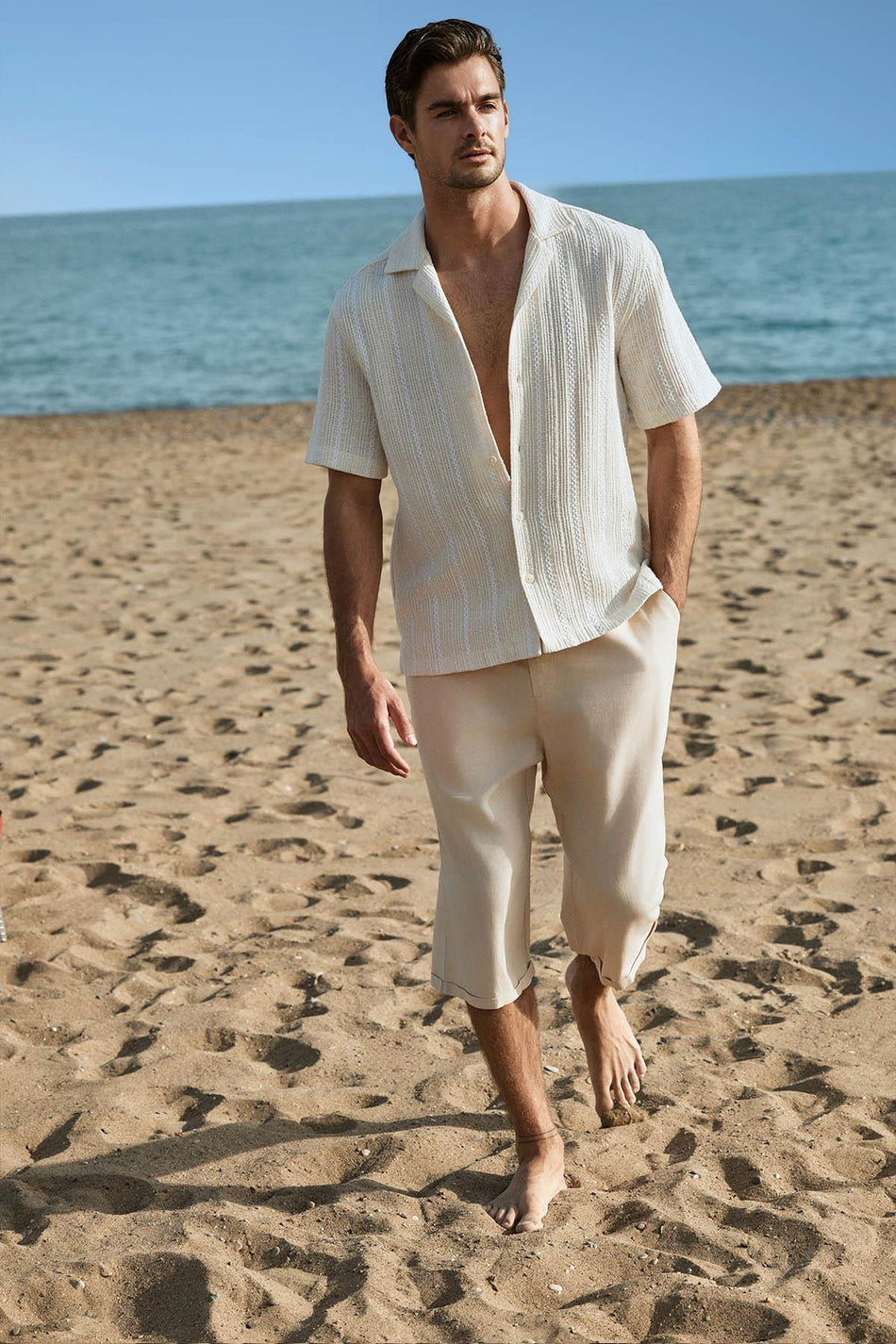 Hasema Linen Fabric Men's Capri Pants 4022