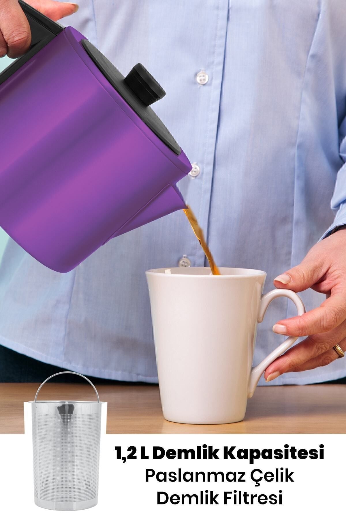 GoldMaster Teachef Violet 2200 Watt Stainless Steel Drip-Free Design Tea Maker and Kettle - MALLTURK