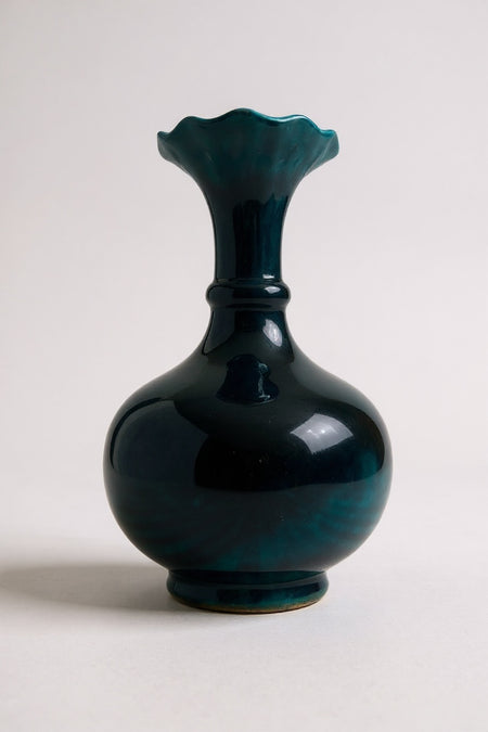 STORESZA Handmade 30 cm Gold Gilded Turquoise Kutahya Ceramic Lettuce Vase - MALLTURK