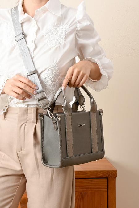Just Polo Epi Women's Gray Hand and Shoulder Bag, Polo Fabric - MALLTURK