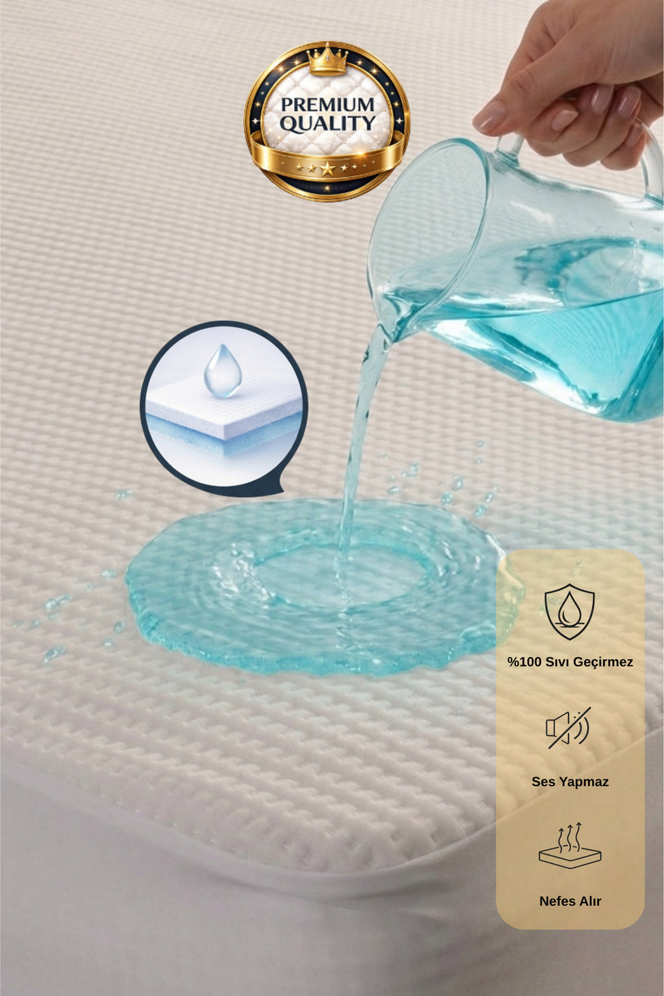 Elzenor Prestige Waterproof Bamboo Fitted Mattress Protector - MALLTURK