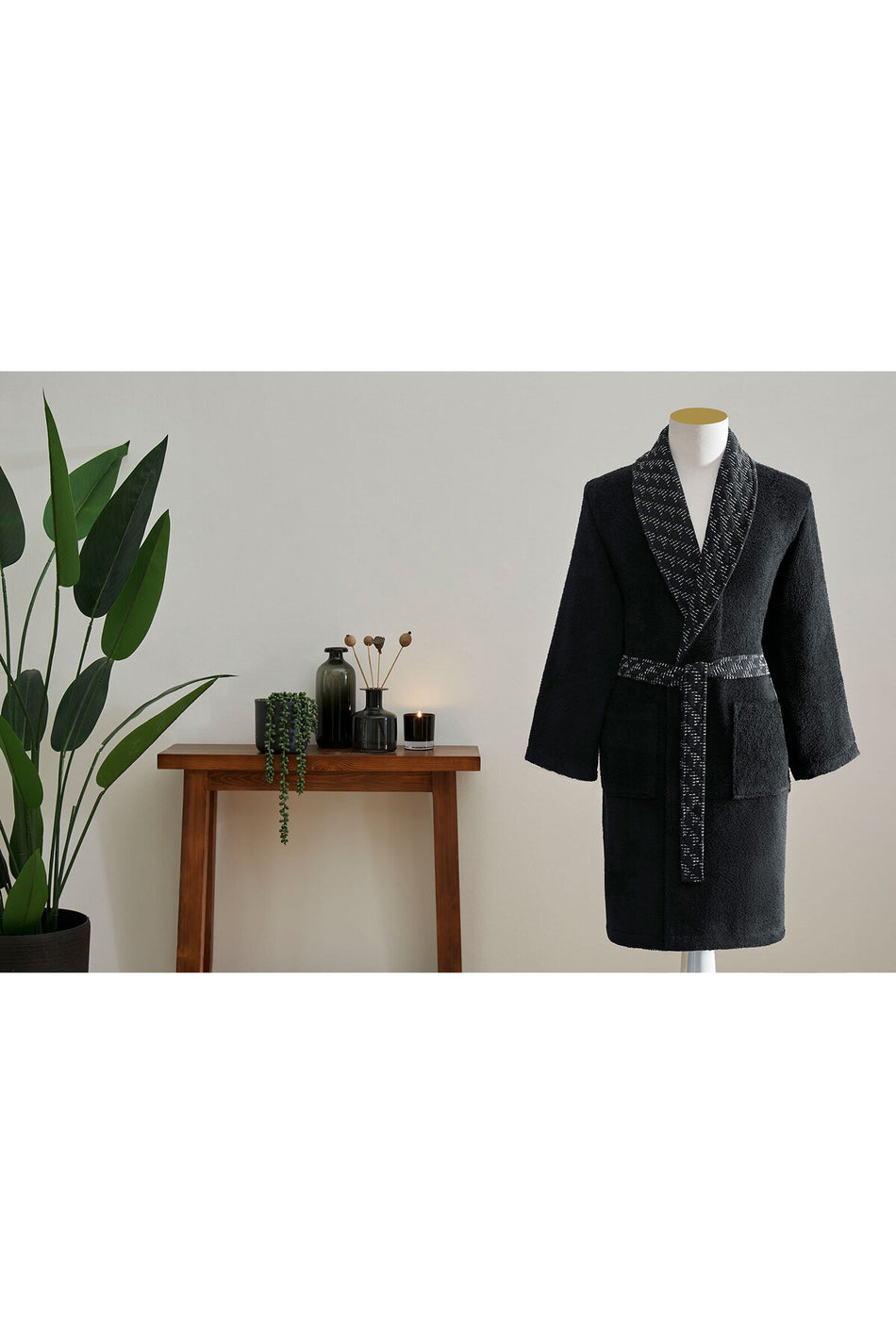 Ozdilek Diagonal Waffle Shawl Collar Bathrobe