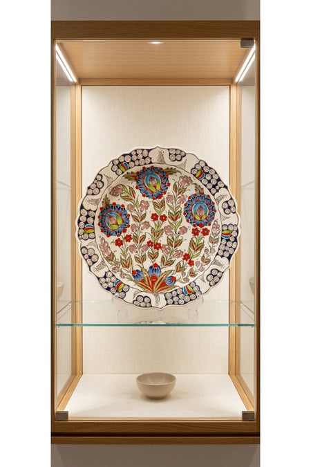 General Brands Traditional Handmade Flower Patterned Tile Plate Otantik Decorative Ceramic Wall and Vitrin Plate - MALLTURK