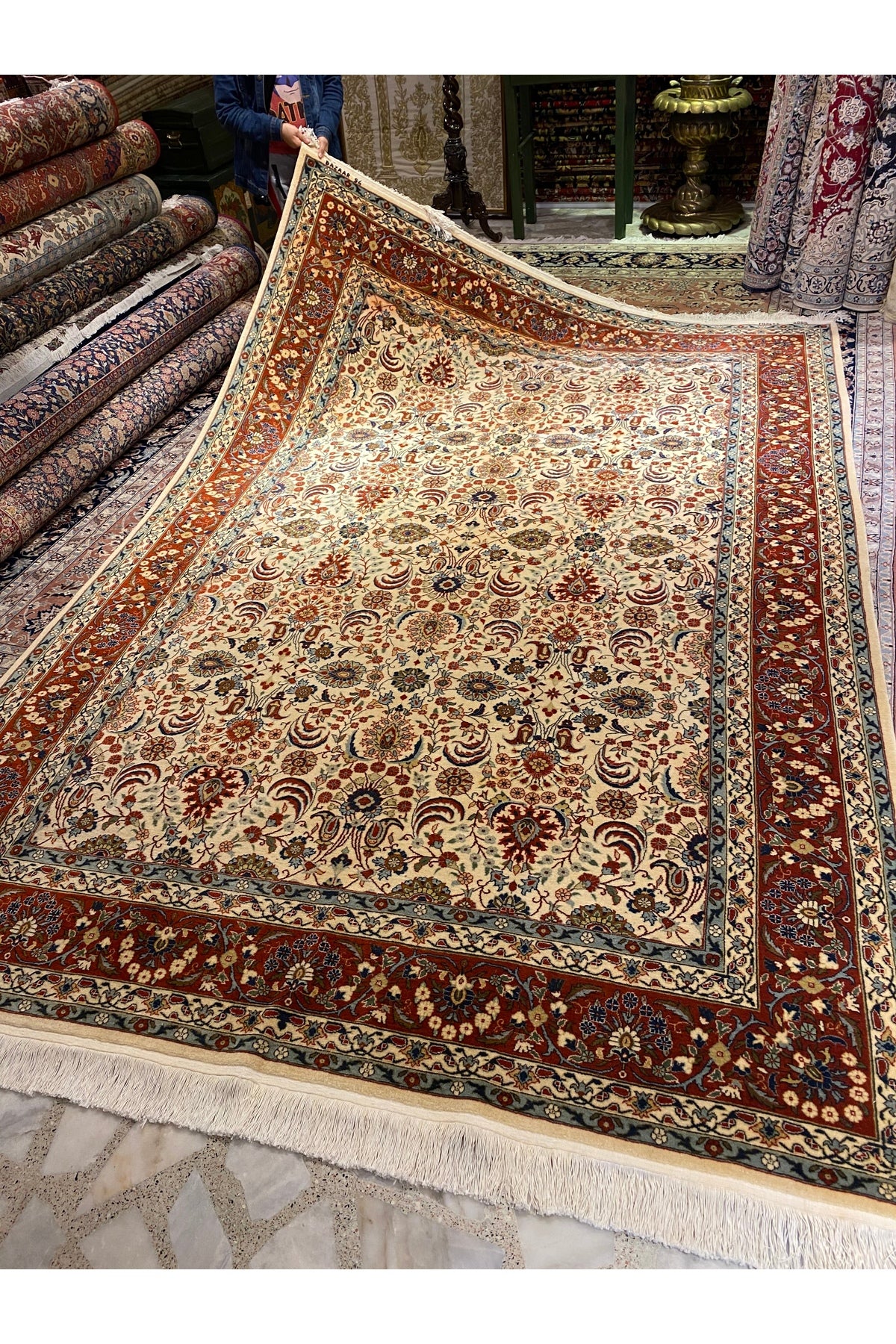 RD RAMAZAN DAG Hand Rug Art Hand-Woven Sumerbank Hereke Rug Cotton Base Wool Weave olup Natural Dye - MALLTURK