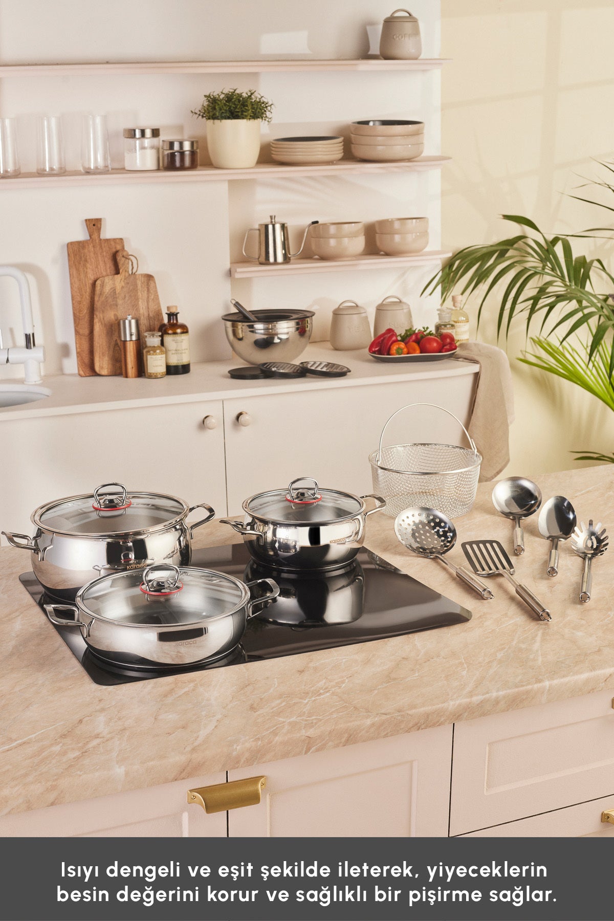 Karaca Karistir Pisir Sakla 18 Piece Karistirma Kabi ve Servis Gerecli Ceyiz Cookware Set - MALLTURK