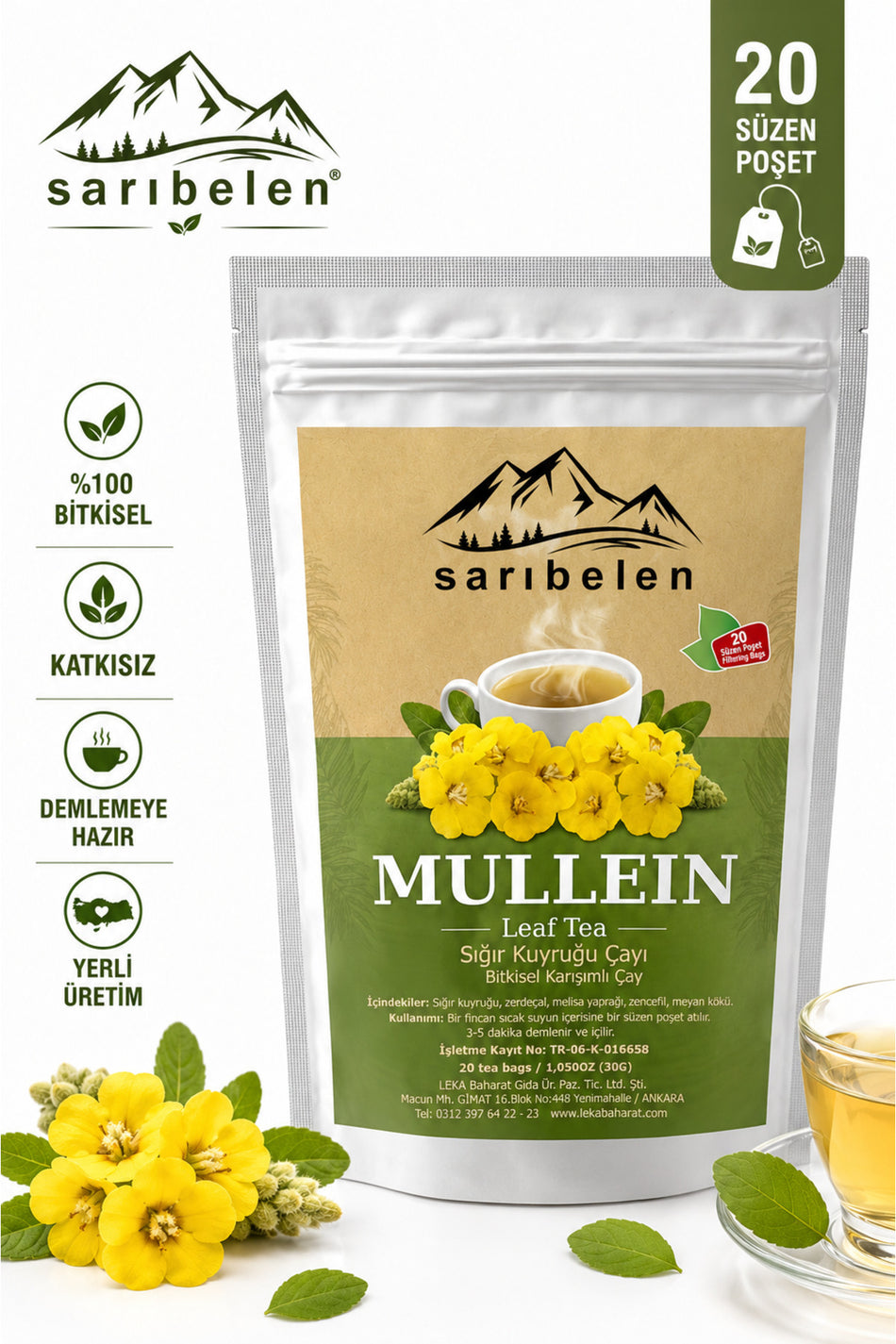 Tisana di verbasco Saribelen con verbasco, 20 bustine filtro