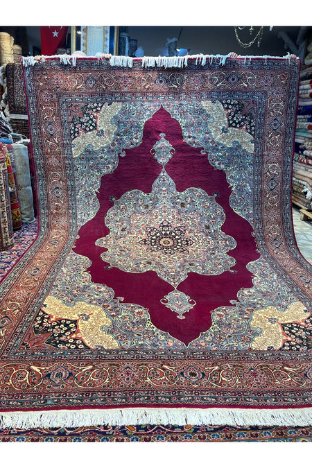 RD RAMAZAN DAG Hand Rug Art Hand-Woven Ladik Konya Kaplan Rug Premium Quality Burgundy Color Collector Piece Size 354x252 - MALLTURK