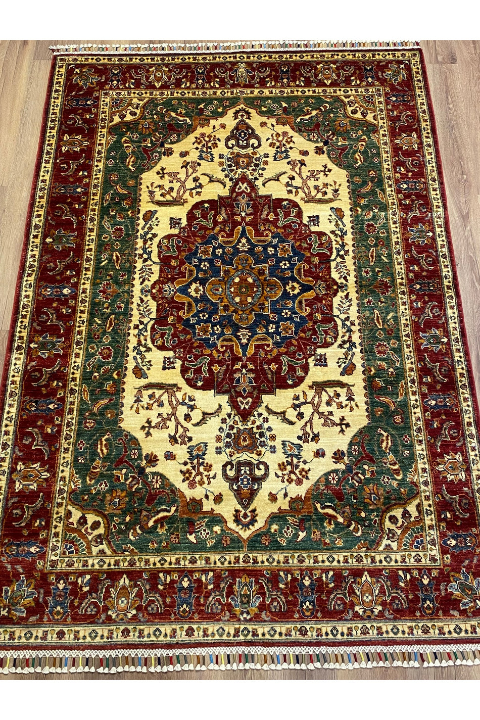 fethiyehalikilim Hand-Woven Afghan Heriz Rug %100 Wool %100 Hand-Woven Natural Decorative Rug Handcrafted Original Design