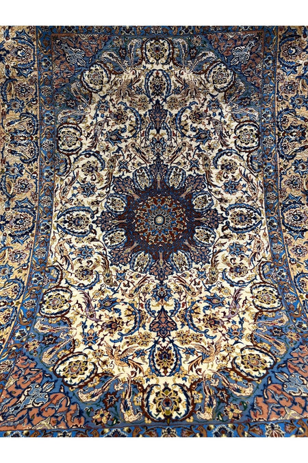 RD RAMAZAN DAG Hand Rug Art Hand-Woven Iranian Silk Blend Isfahan Rug Quality Exceptional Size 160x110 - MALLTURK