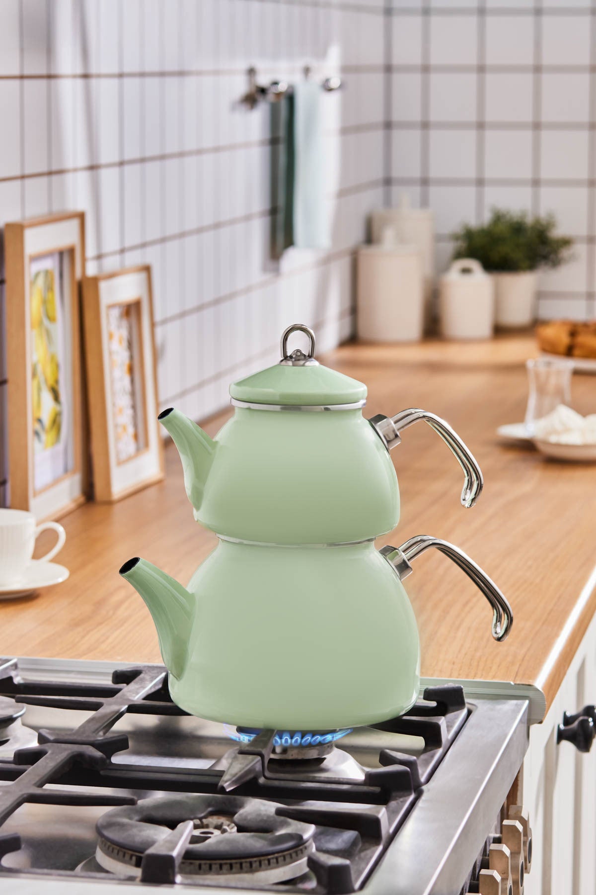 Karaca Loreto Enamel Teapot, Green - MALLTURK