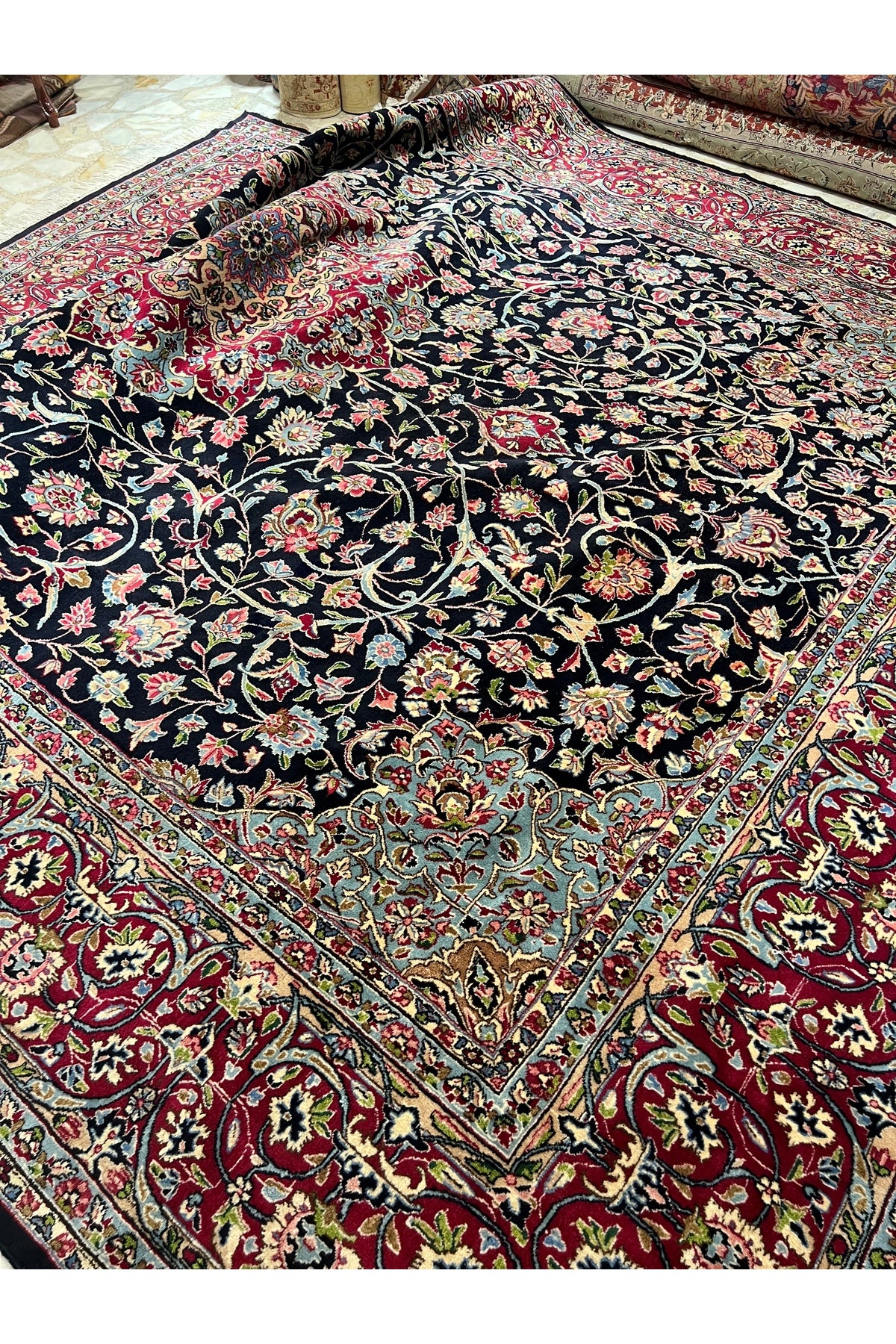 RD RAMAZAN DAG Hand Rug Art Hand-Woven Iranian kirman Rug Signed Collector Piece Natural Dye Size 4.45x2.95 - MALLTURK