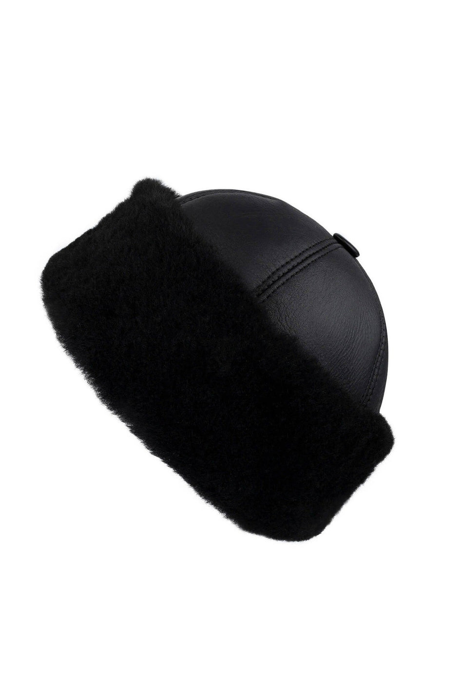 Fubileather Waterproof Genuine Leather Fur-Lined Lambswool Hat Beanie