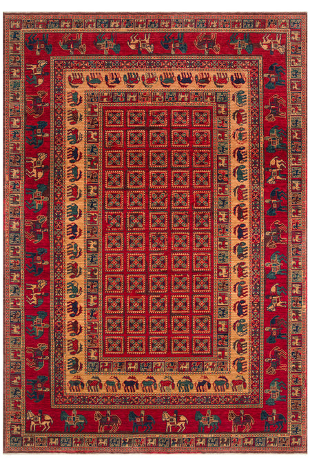 Cool Rug Mardin Red New Zealand Wool Ethnic Distressed Traditional Pattern Vintage Classic Misafir Living Room Rug