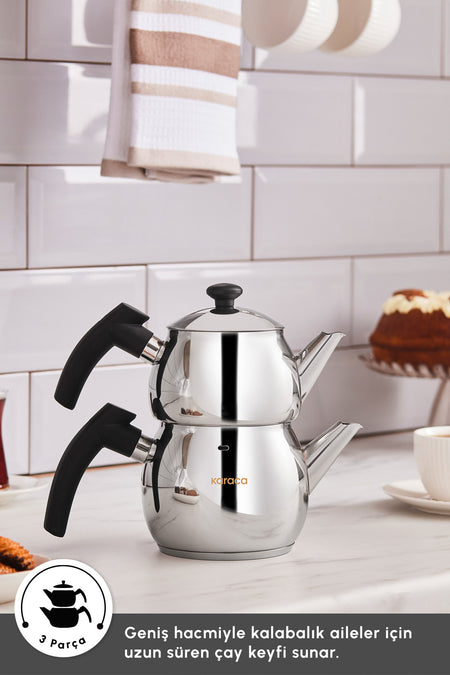 Karaca Adelya induction Base Mini size Black Teapot Set - MALLTURK