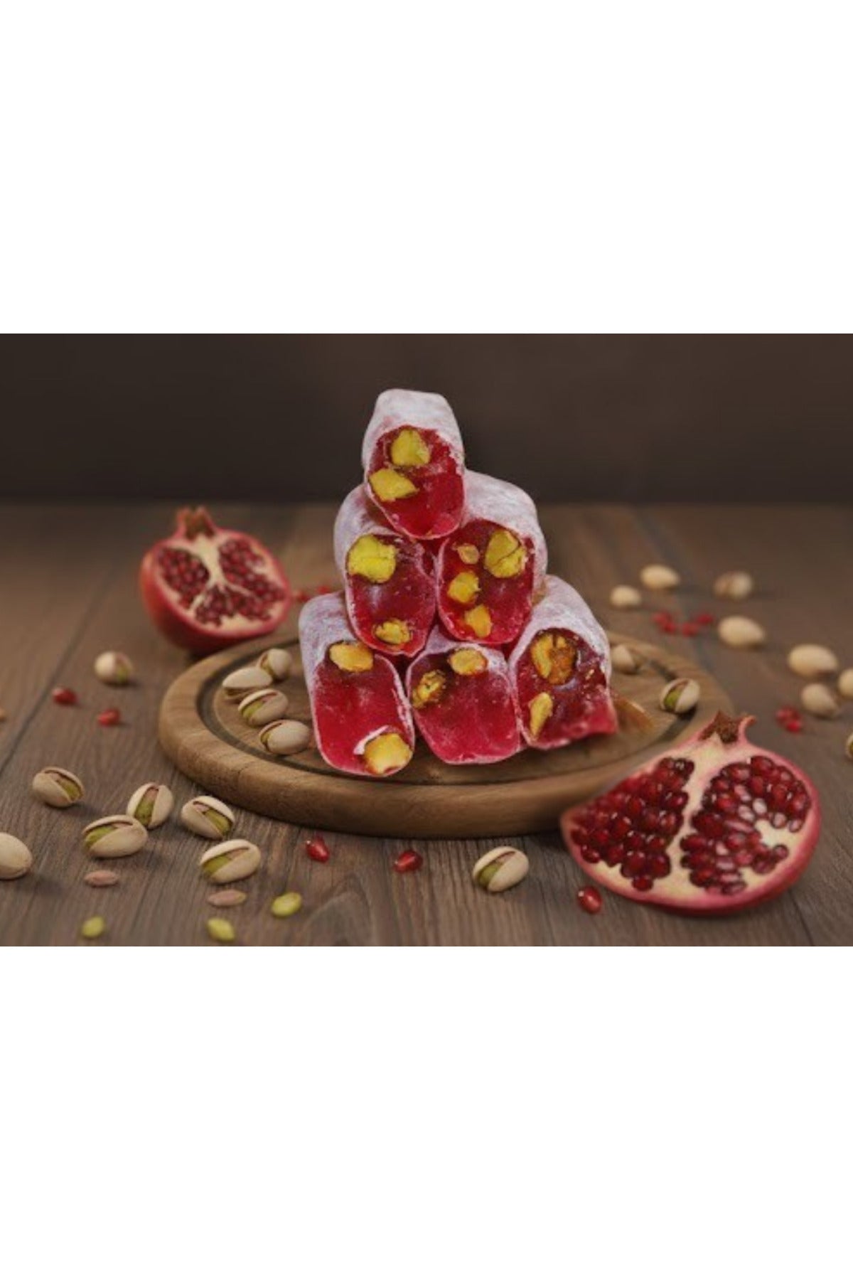 DOGANLAR gida fitil Turkish Delight Pomegranate Flavored Pistachio 500 g jelatinsiz gulutensiz Vegan helal - MALLTURK