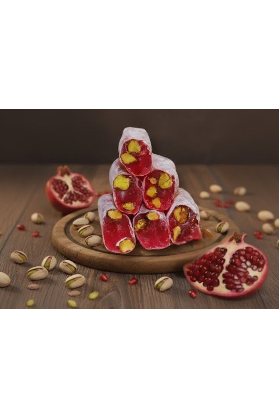 DOGANLAR gida fitil Turkish Delight Pomegranate Flavored Pistachio 500 g jelatinsiz gulutensiz Vegan helal - MALLTURK