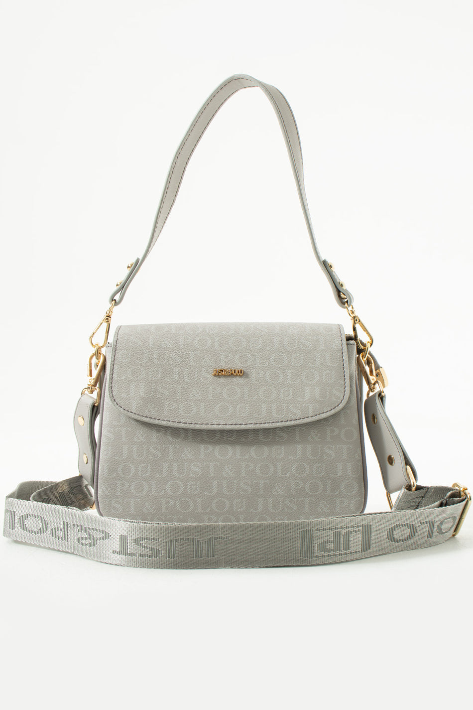 Just Polo Grey Women's Shoulder Bag New Season Monogram Fabric 2197