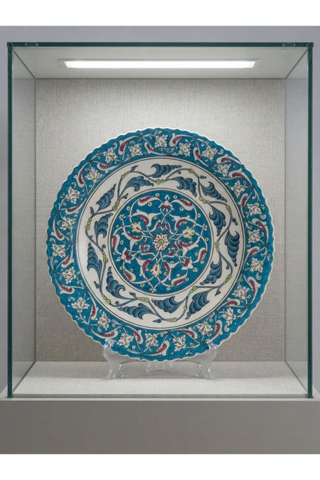 General Brands Handmade Traditional Blue Tile Patterned Decorative Plate Display Piece - MALLTURK