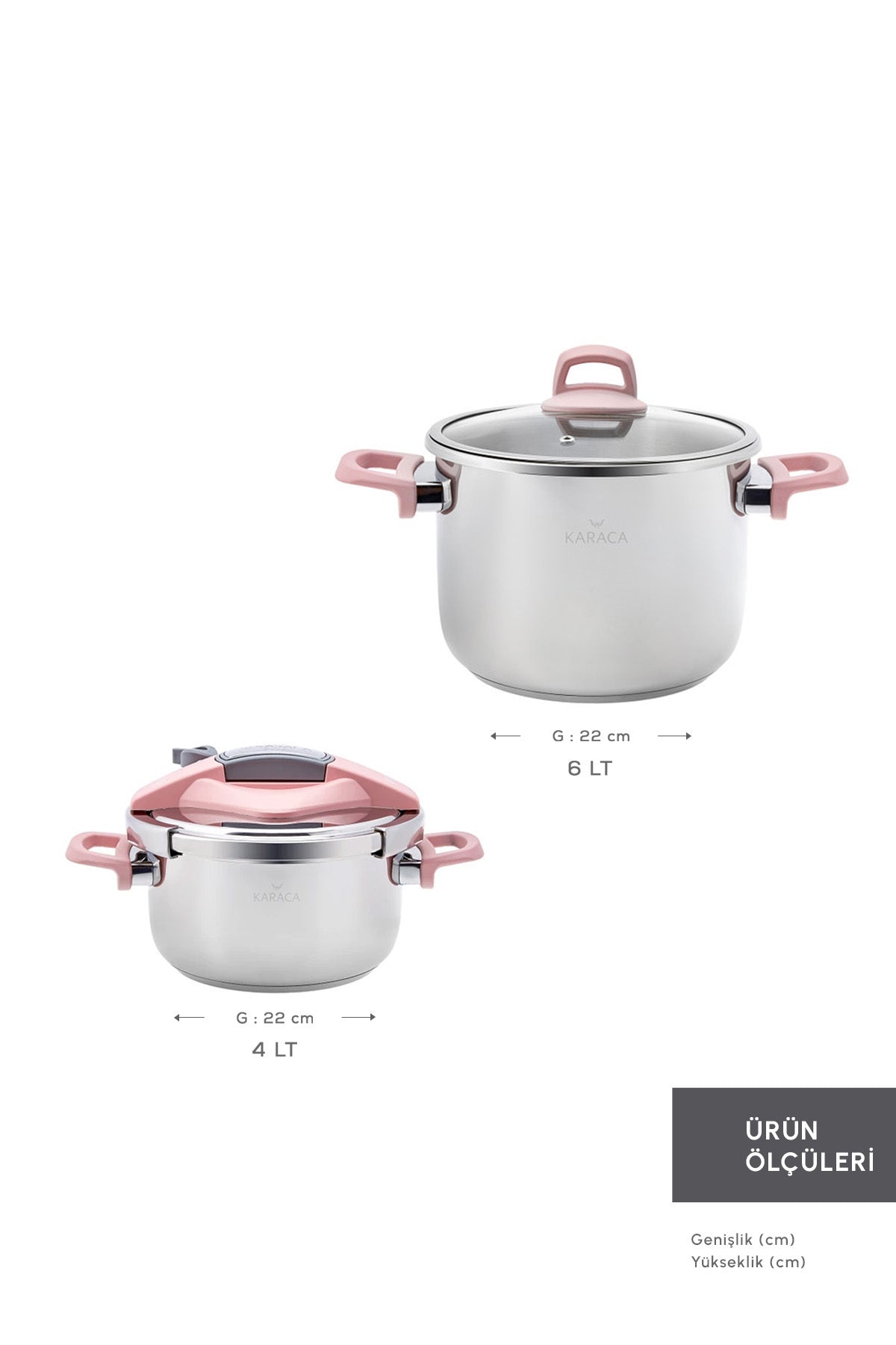 Karaca Perfect Pink induction Base Pressure Cooker Set 4.6 Lt - MALLTURK