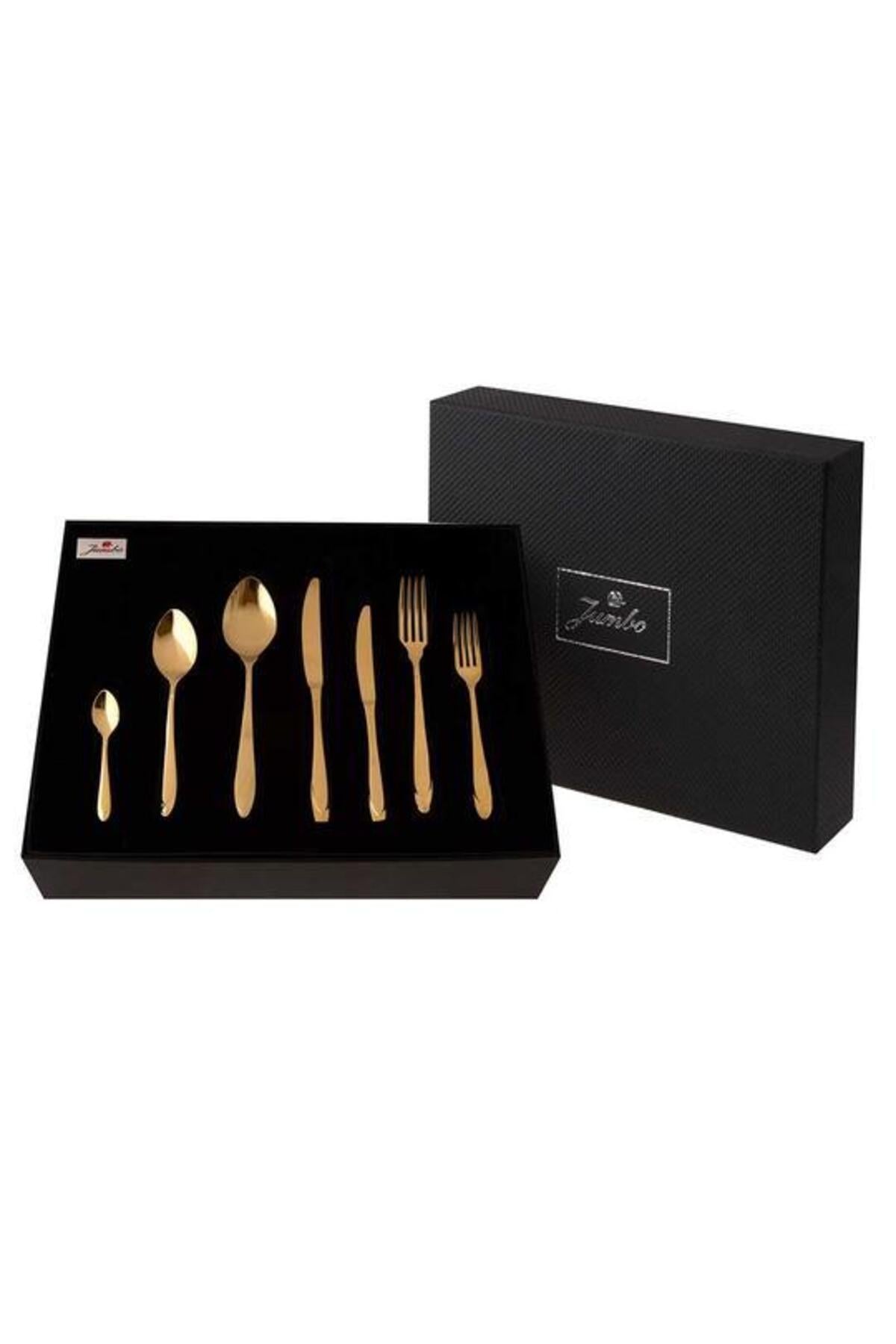 Jumbo morfeu titanyum gold 12 Place Setting 84 Piece Flatware Set 500 01 01 8886 - MALLTURK