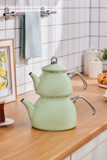 Karaca Loreto Enamel Teapot, Green - MALLTURK
