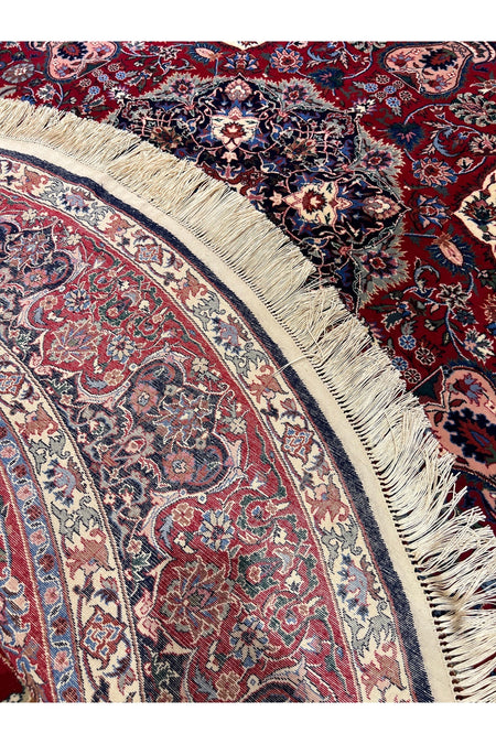 RD RAMAZAN DAG Hand Rug Art Hand-Woven Iranian Isfahan Yuvarlak Rug Wool Blend Size 215x215 - MALLTURK