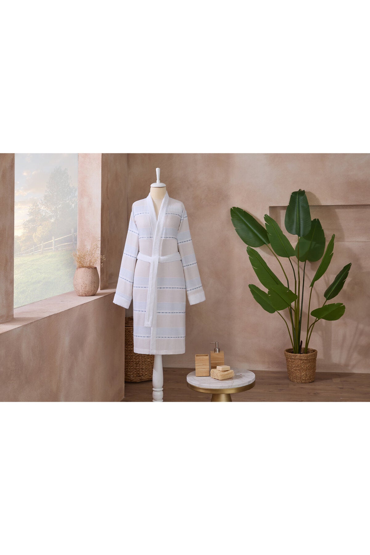 Ozdilek Textura Peshtemal Kimono Bathrobe - MALLTURK