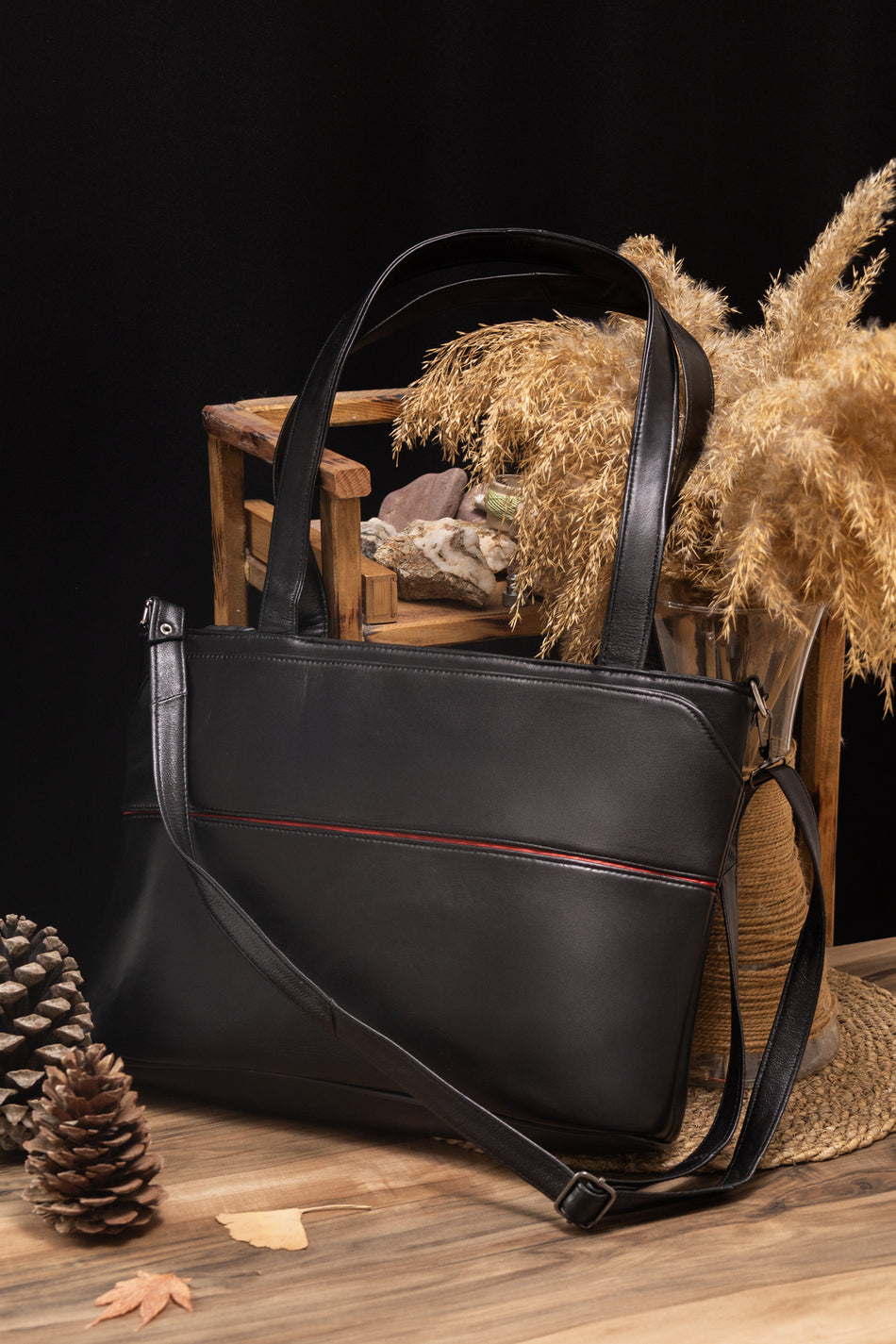 Fubileather Genuine Leather Women's Mom Bag, Shoulder Bag with Adjustable Strap