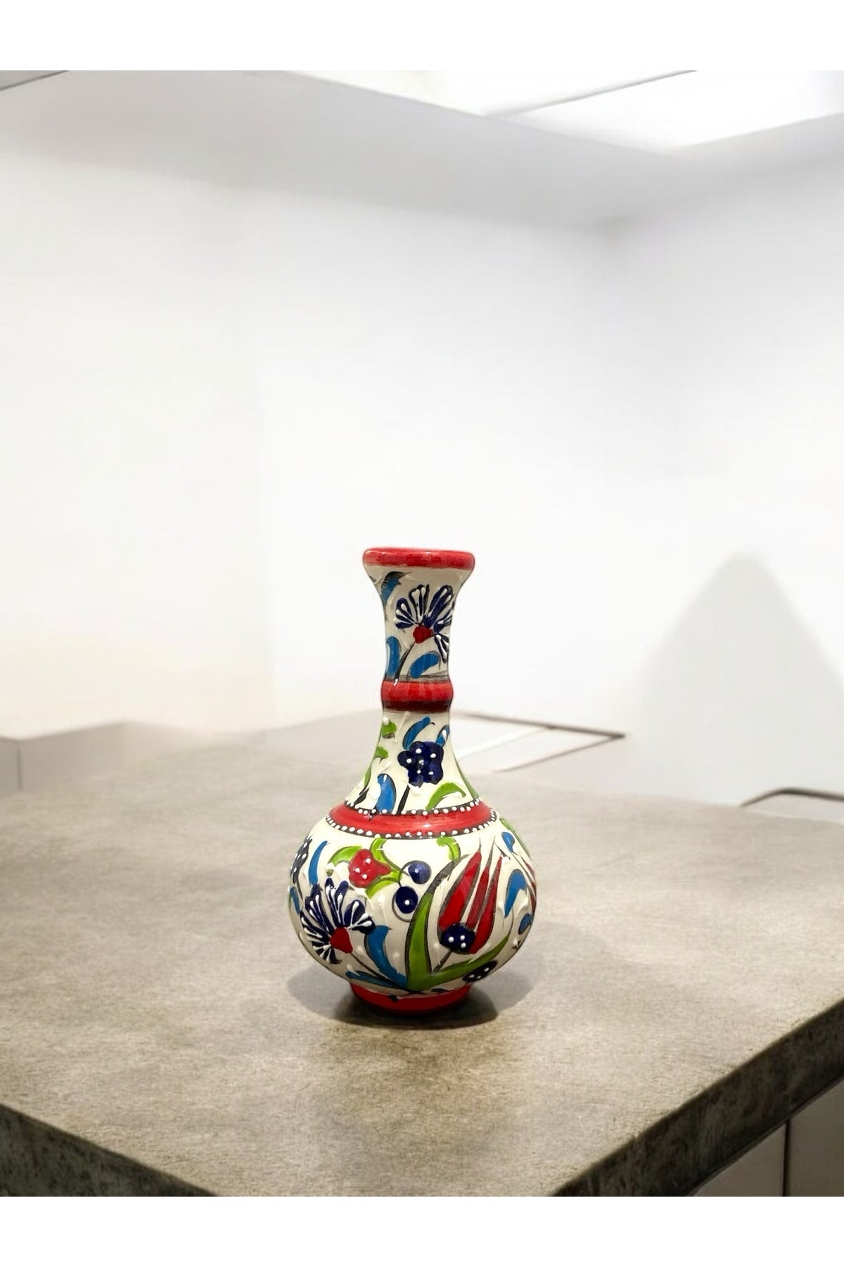 STORESZA Handmade Kutahya Ceramic 15 cm Teardrop Vase - MALLTURK