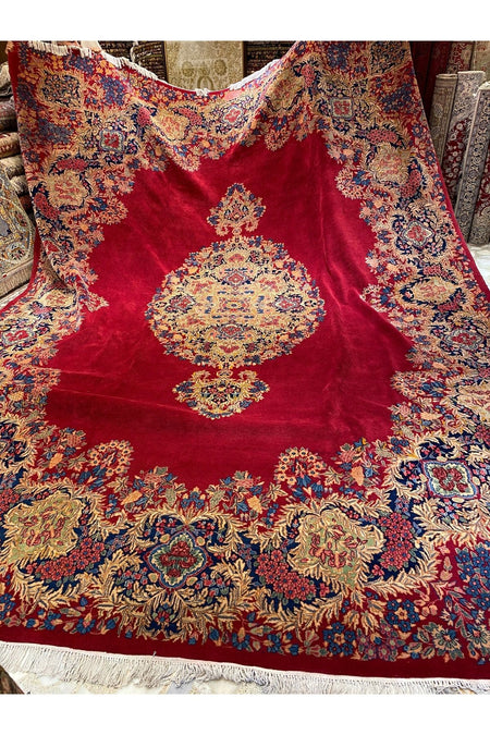 RD RAMAZAN DAG Hand Rug Art Hand-Woven Iranian Kirman Laver Rug Signed Collector Piece Size 4.50x3.50 - MALLTURK