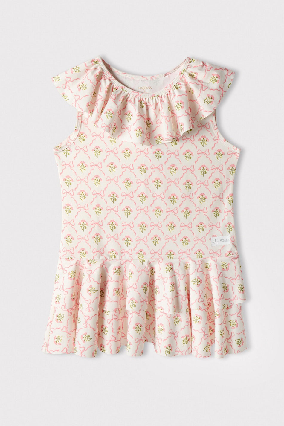 Hasema Floral Pattern Pink 3-Piece Girls' Swimsuit Set 7002