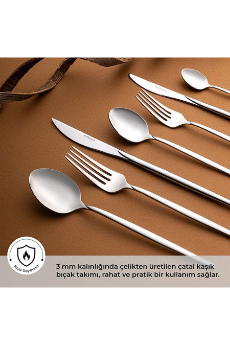Emsan alya 84 Piece 12 Place Setting Flatware Set luks Boxed - MALLTURK